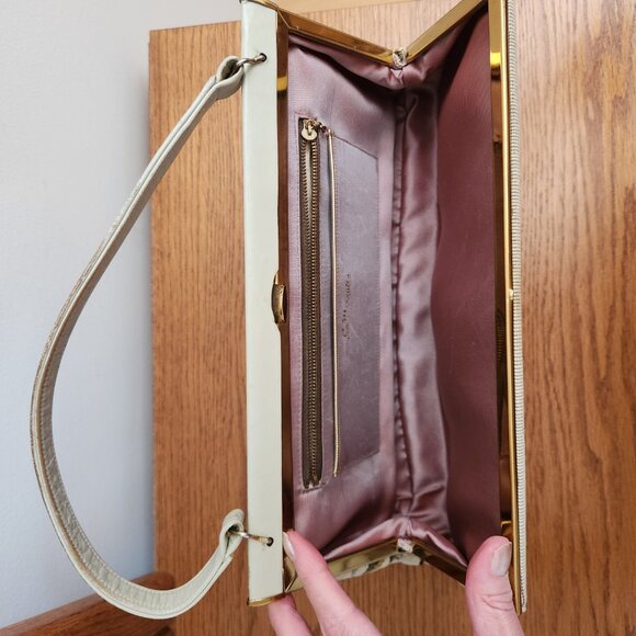 1960-S“ LA MARQUISE” VINTAGE FLORAL TAPESTRY AND LEATHER BAG - Picture 7 of 9